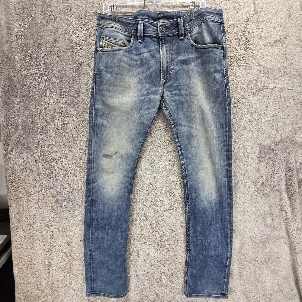 Diesel Jeans Mens 32x32 Blue Thavar Slim Skinny Zip Fly Stretch Made Italy 0885B